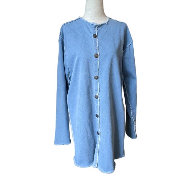 Tribe Kelley Button Front Denim Tunic Shirt Jacket Size M - Picture 1 of 10